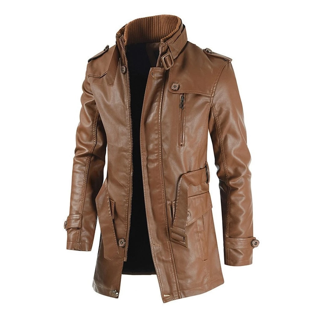 Long leather jacket